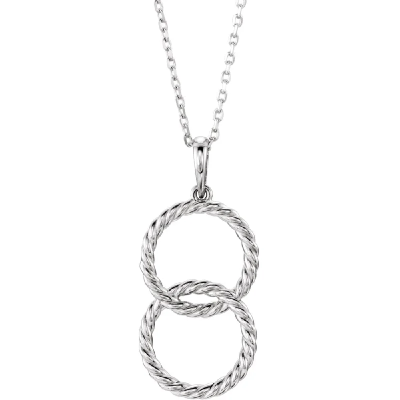 Chic And Stylish Jewelry At Exclusive Prices Platinum Double Vertical Rope Circle Necklace, 16-18 Inch Chic And Stylish Jewelry At Exclusive Prices Platinum Double Vertical Rope Circle Necklace, 16-18 Inch
