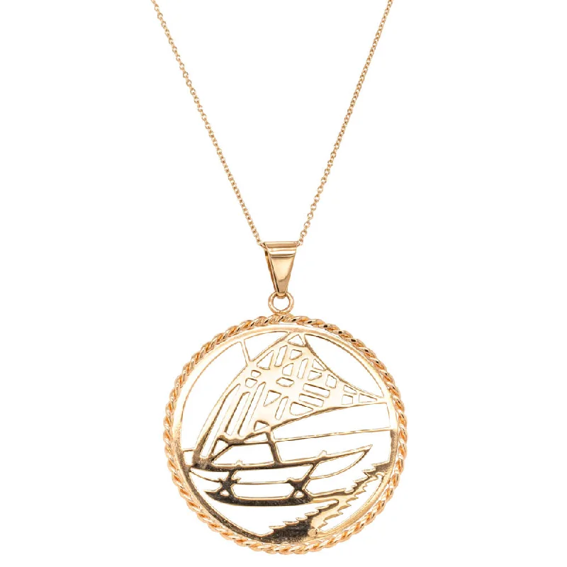 Delicate Crystal Jewelry For Sophisticated Charm Vintage 18ct Yellow Gold Outrigger Canoe Pendant