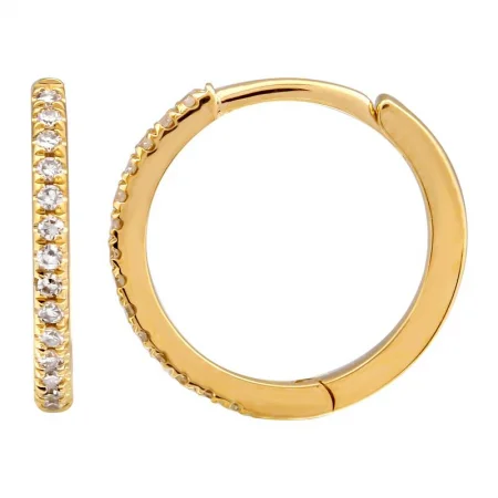 Make Your Outfit Shine With Discounted Jewelry 14K Gold 12MM Diamond Huggie Earrings