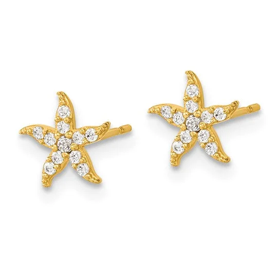 Must-Have Jewelry Pieces At Reduced Prices 14k Gold CZ Starfish Post Earrings