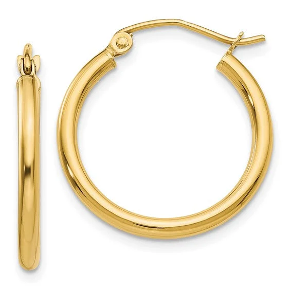 Timeless Jewelry At Special Discount Rates 14K Gold Small 2MM Tube Hoop Earrings