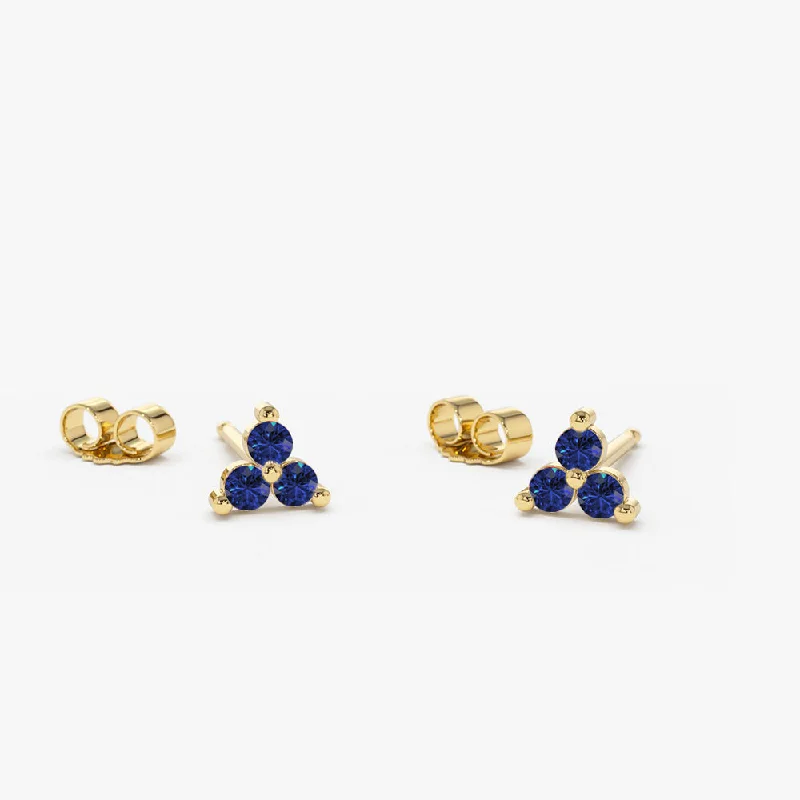 Breathtaking Jewelry At Limited-Time Savings 14K Tiny Trio Sapphire Earrings