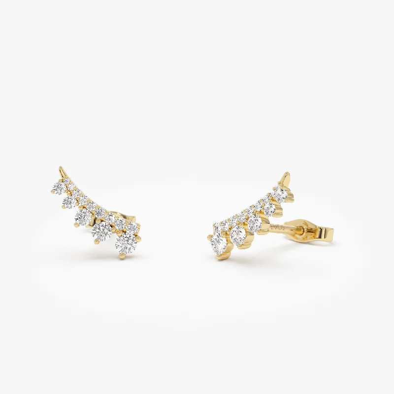 Elegant Jewelry Pieces At Unbelievable Prices 14k Graduating Diamond Ear Climber Studs