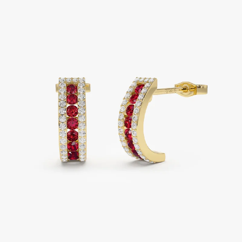 Unique Jewelry For Less – Shop The Sale Now 14k Ruby and Round Diamond Hoop Earrings