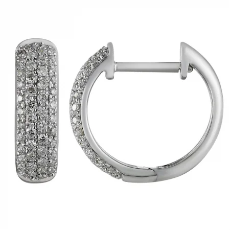 Handcrafted Jewelry Sale – Unique Designs At Low Prices 14K White Gold Diamond Huggie Earrings