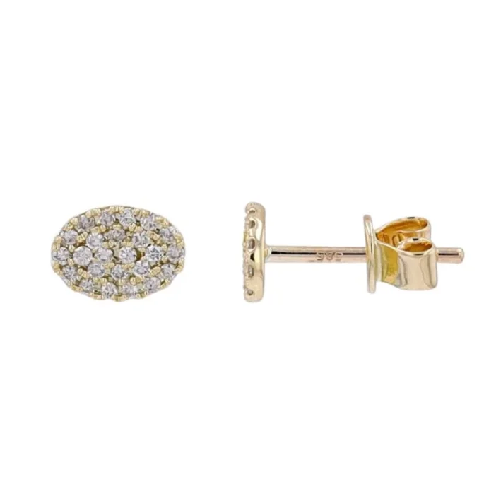 Luxury Jewelry Clearance – Shop Premium Styles Now 14K Yellow Oval Pave Disc Earrings