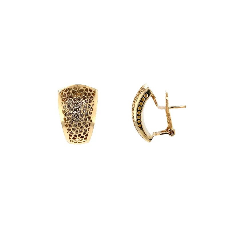 Exclusive Jewelry Sale – Shine For Less 14K Yellow Gold Textured Omega Back Earrings