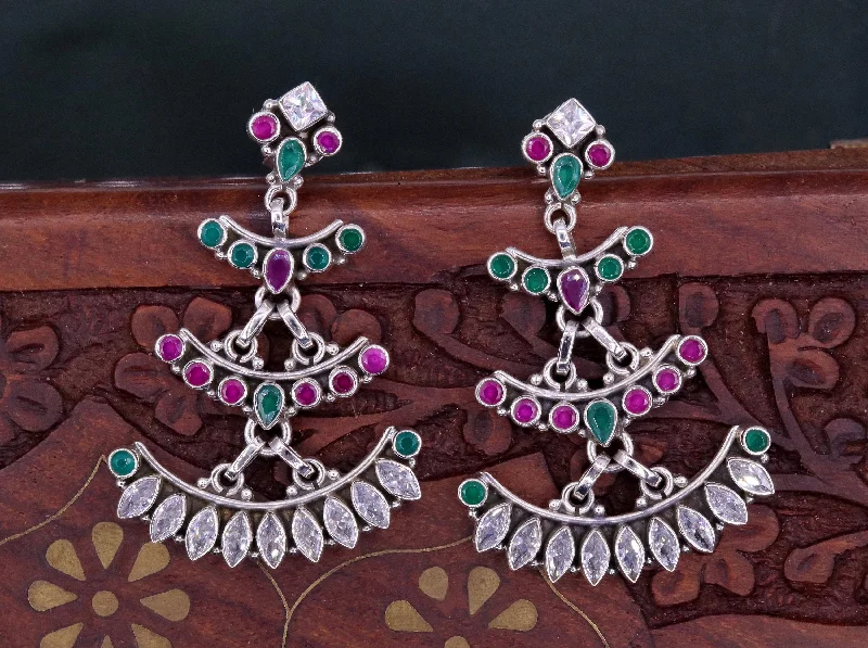 Bold And Beautiful Jewelry Now At Irresistible Prices 925 pure silver customized designer stud earring drop dangle cut stone earring, best gifting stylish designer Victorian earring s659