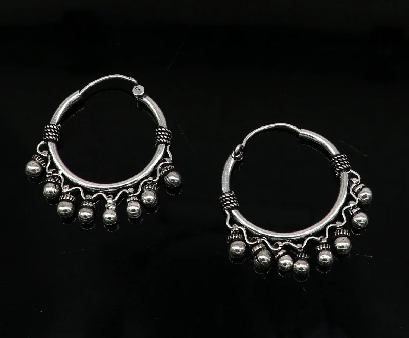 Timeless Elegance Now At Special Discounts 925 sterling silver handmade fabulous hoops earring with gorgeous hanging drops, customized large earring personalized gift ear544