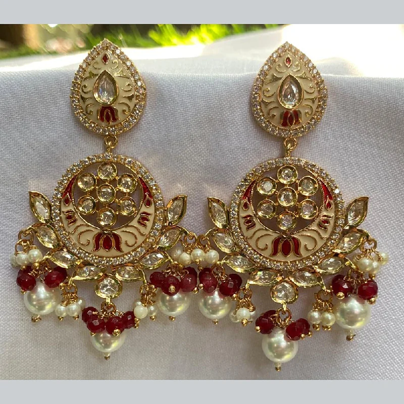 Dazzle With Discounts – Shop Jewelry On Sale Amoliya Jewels Gold Plated Polki Kundan And Pearls Dangler Earrings