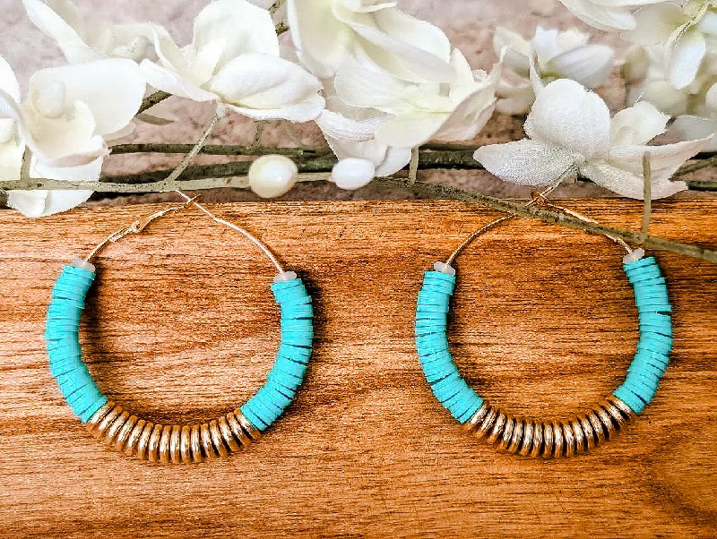 Fashion-Forward Jewelry At Incredible Prices Beautiful Teal and Gold Clay Hoops