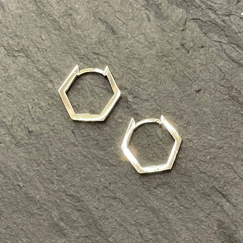 Chic And Stylish Jewelry At Discounted Prices 14k Hexagon Huggie Hoops