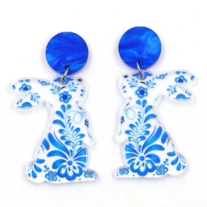 Last Chance To Grab Your Favorite Jewelry At A Discount Beautiful Blue Acrylic Bunny Earrings