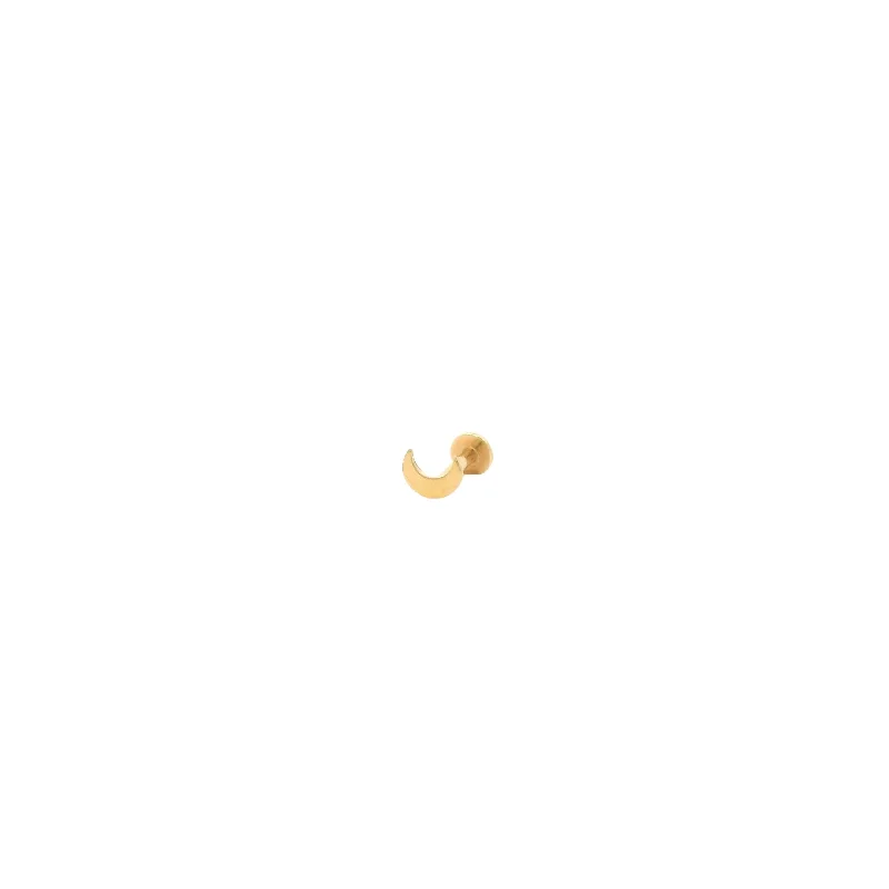 High-End Sparkle, Low-End Prices – Jewelry Sale Live Crescent Moon Flat Back Single Stud Earring in 14k Gold