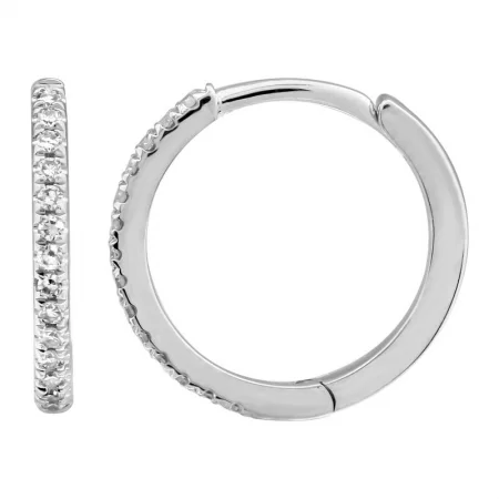 Unique Jewelry For Less – Shop The Sale Now 14K White Gold 12MM Diamond Huggie Earrings