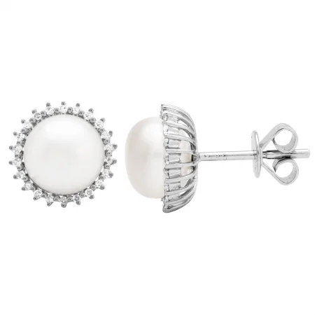 The Perfect Accessory For Less – Jewelry Sale Live 14K White Gold Pearl and Diamond Earrings