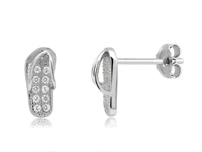 Affordable Elegance – Special Jewelry Sale Now Live Flip Flop Post Earrings, Sterling Silver w/ CZ