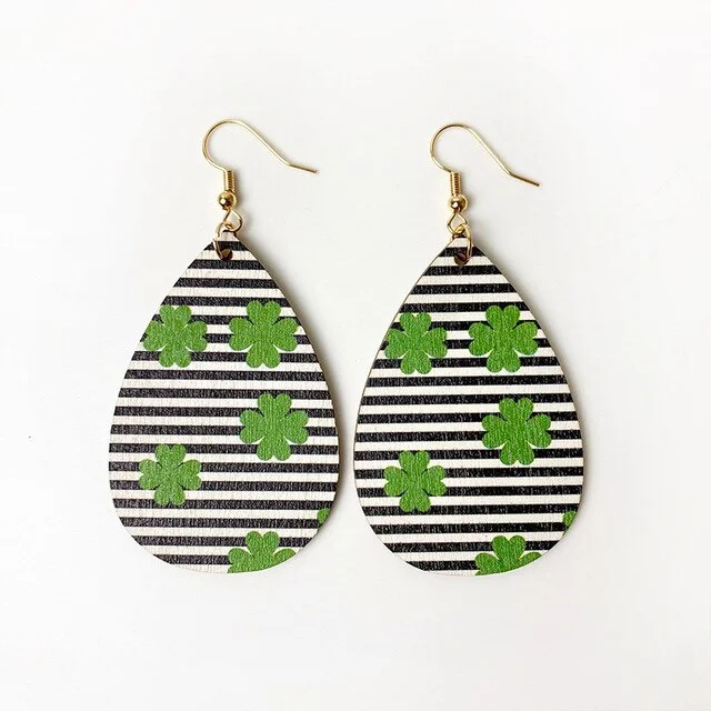 Make Every Moment Shine – Jewelry Discounts Available Fun Wood Striped Saint Patrick’s Day Earrings