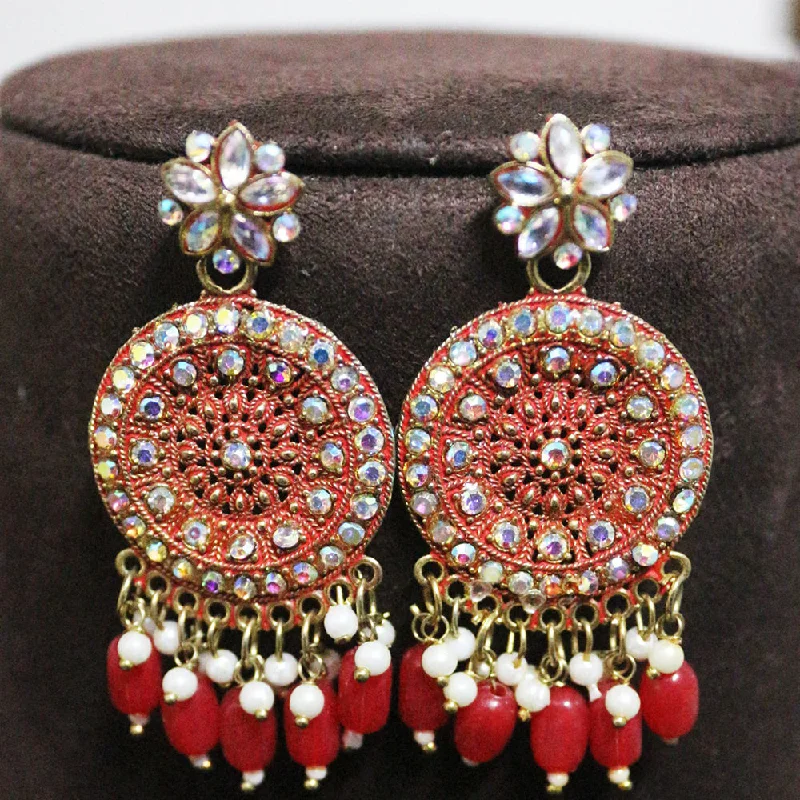 Discounted Jewelry For A Glamorous Look H K Fashion  Gold Plated Austrian Stone And Beads Dangler Earrings