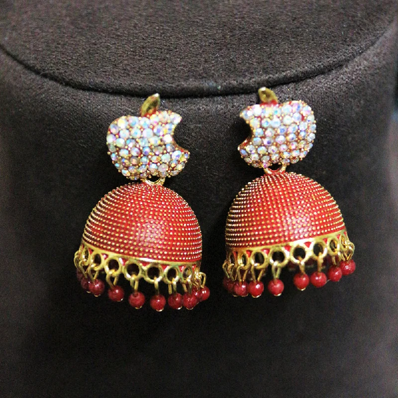 Shop Stylish Jewelry Now And Save Big H K Fashion Gold Plated Austrian Stone And Pearls Jhumki Earrings