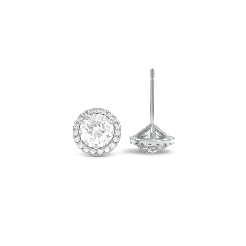 Best-Selling Jewelry Now Available At Special Deals Halo Studs - 5mm Round Lab Grown Diamonds - 18K White Gold