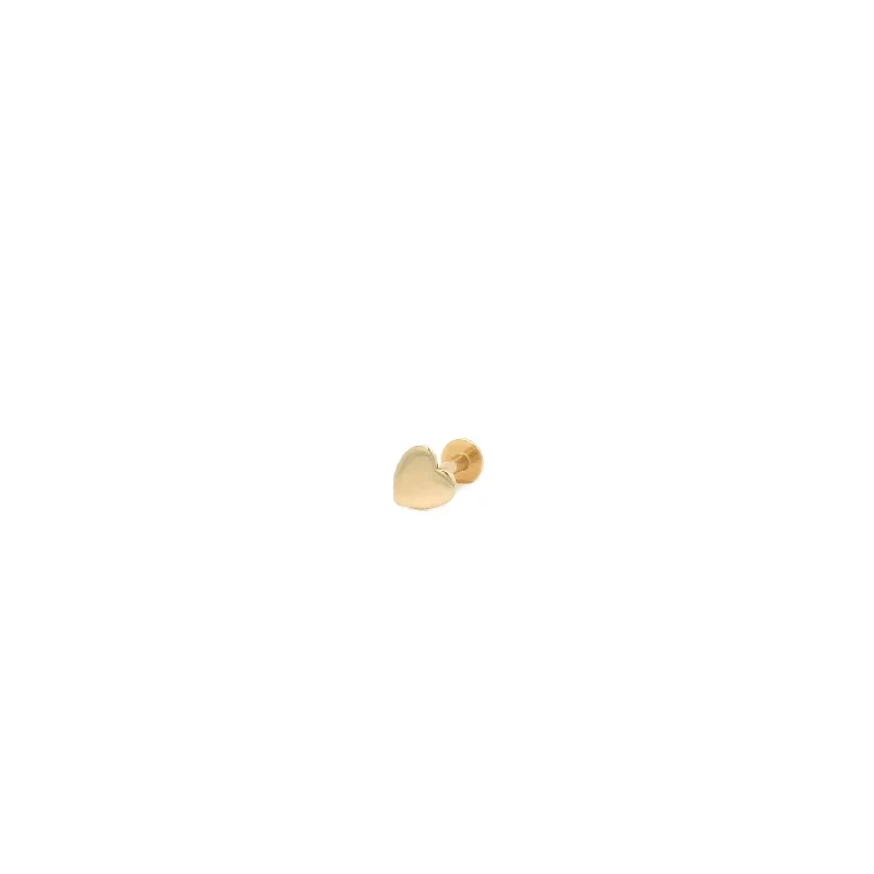 Get The Jewelry You Love At A Price You Love Heart Flat Back Single Stud Earring in 14k Gold