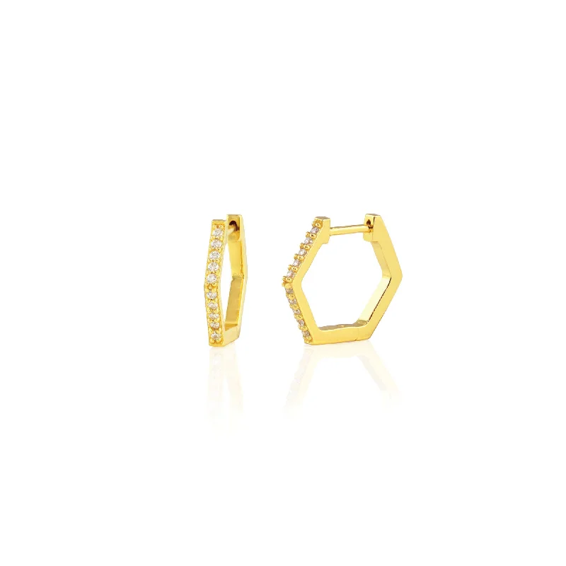 Sparkle In Style With Our Best Jewelry Deals Hexagon Huggie Crystal Hoop Earrings