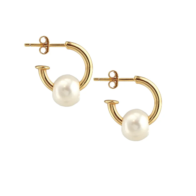 Romantic Heart-Shaped Jewelry For Special Gifts Huggie Hoop Earrings with Pearl