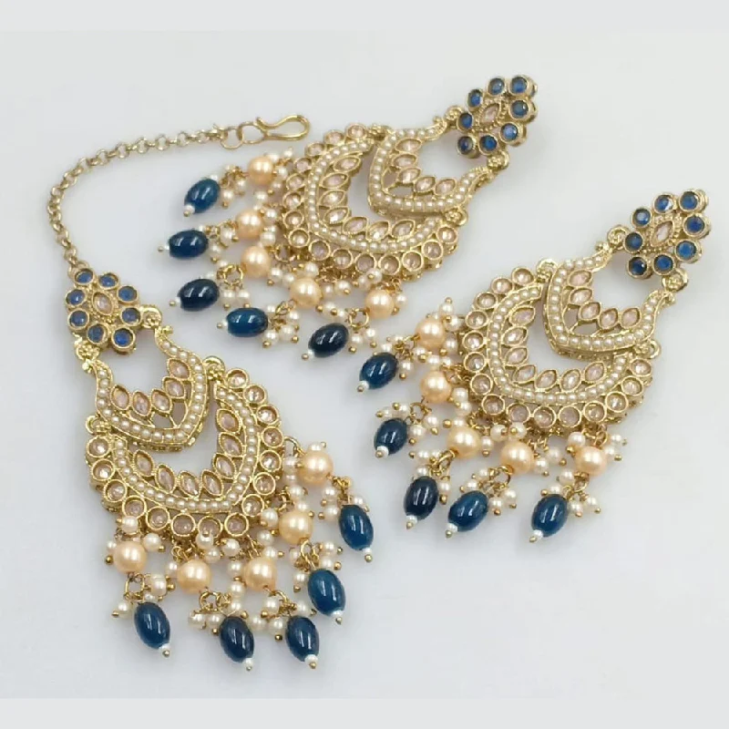 Jewelry Clearance – Final Chance To Save Big JCM Gold Plated Crystal Stone And Pearls Dangler Earrings With Maangtikka