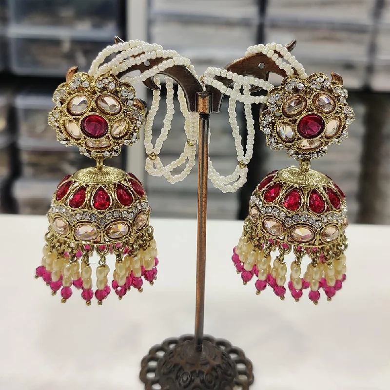 Your Dream Jewelry At Dream Prices JCM Gold Plated Crystal Stone And Pearls Jhumki Earrings