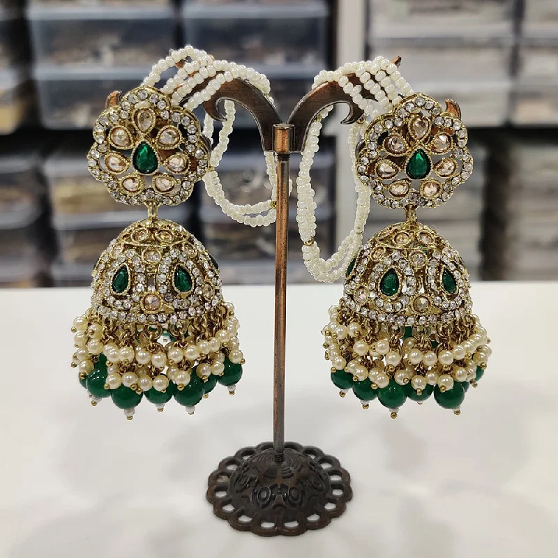 Shop Jewelry That Shines Without The High Price JCM Gold Plated Kundan Stone And Pearls Jhumki Earrings