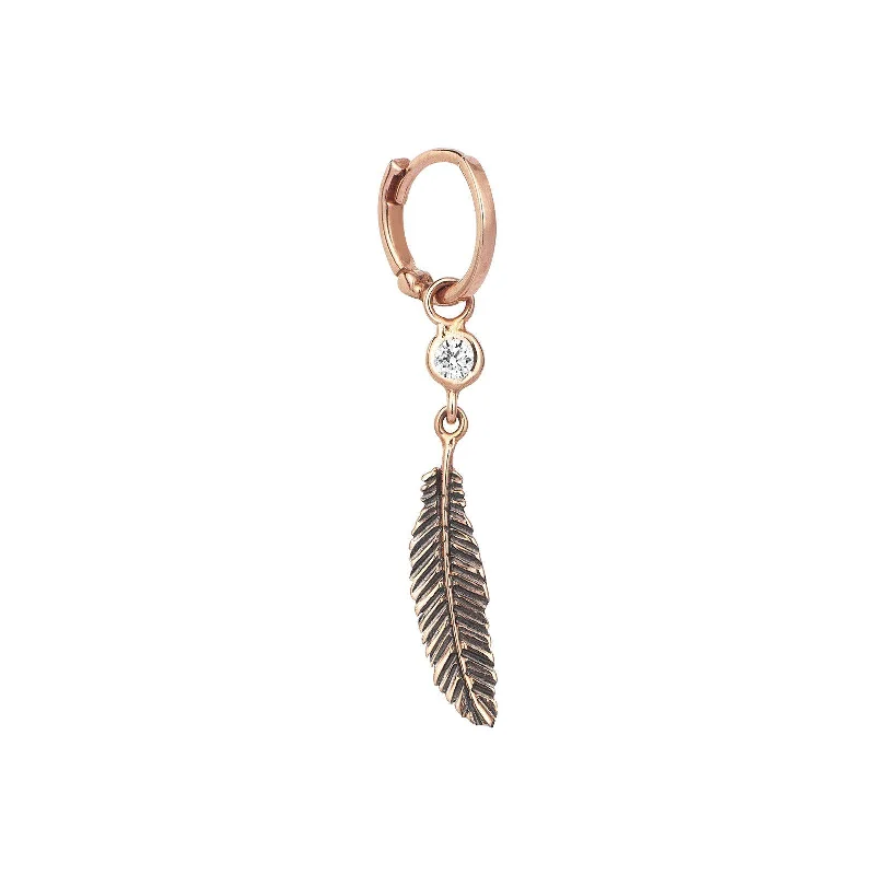 Special Deals On Handcrafted And Designer Jewelry Feather Solitaire Dangling Hoop Earring