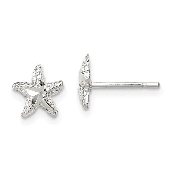 Your Perfect Accessory Now At The Best Price Sterling Silver Diamond Cut Starfish Post Earrings XS