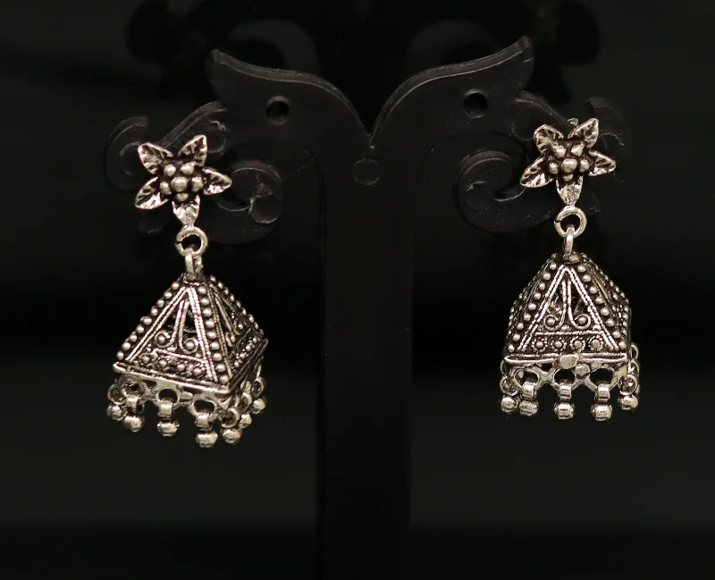 Elegant Jewelry, Affordable Luxury – Shop Now Vintage pyramid shape design handmade customized 925 sterling silver tribal belly dance  stud earring jhumki chandelier earring ear460