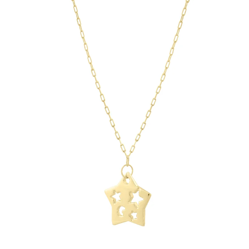 14K Cutout Star Pendant