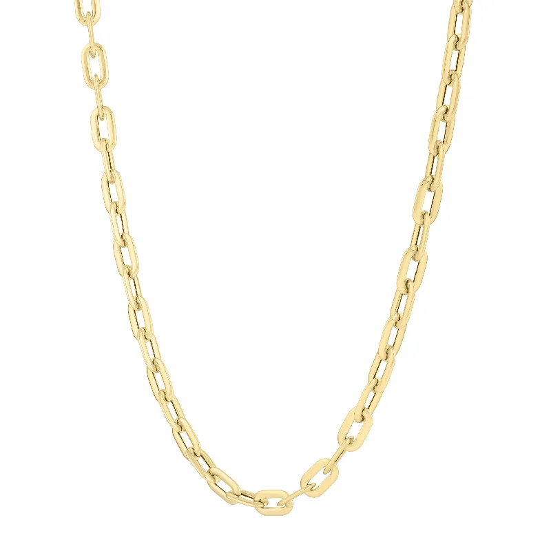 14K Oval Domed Paperclip Necklace