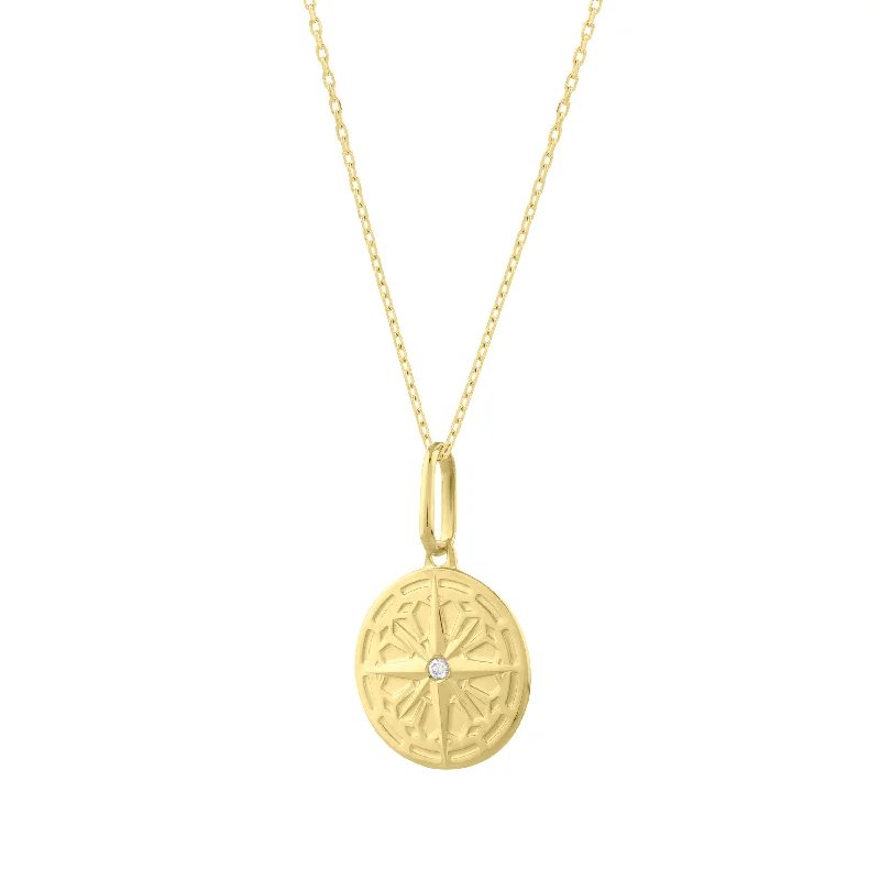 Elevate Your Outfit With Discounted Statement Jewelry 14K Round North Star Talisman Pendant