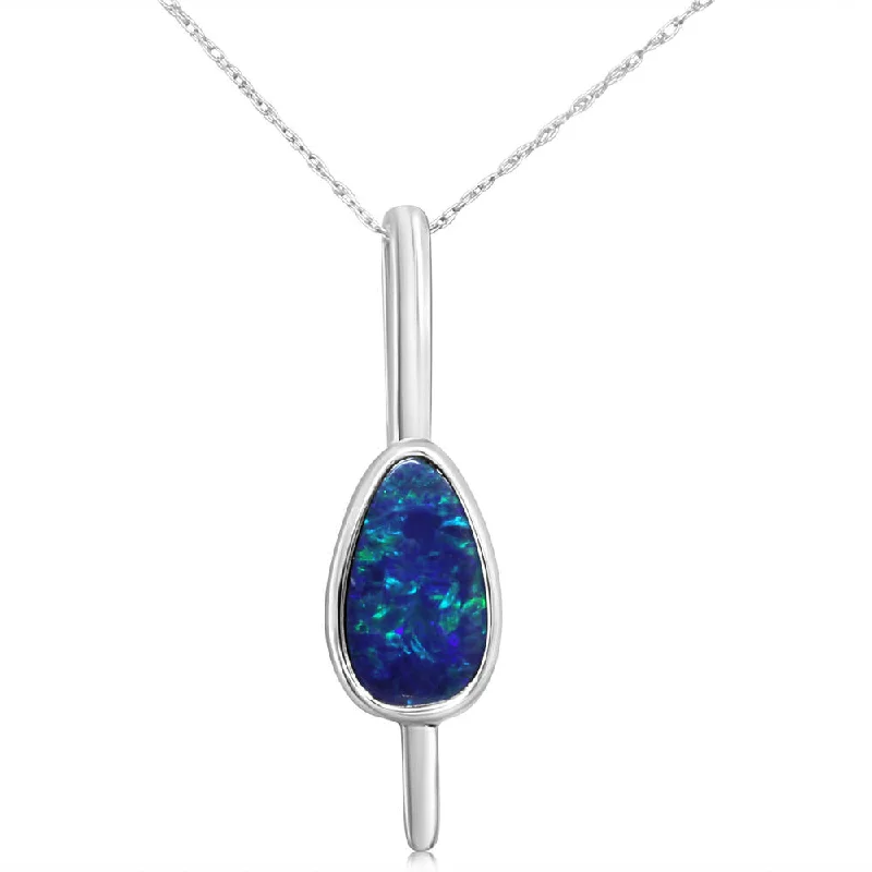 Big Savings On Your Favorite Jewelry Pieces 14K White Gold Australian Opal Doublet Pendant