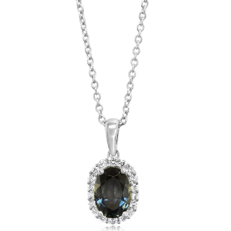 14K White Gold Montana Sapphire/Diamond Pendant