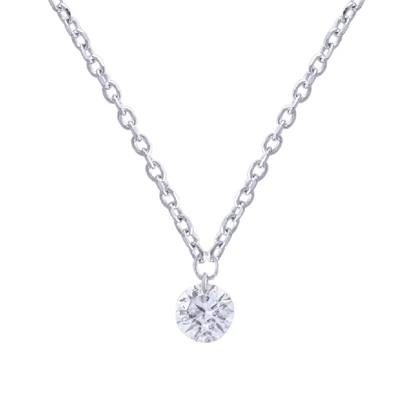 14K White Gold ‘Naked Diamonds’ Solitaire Pendant Necklace