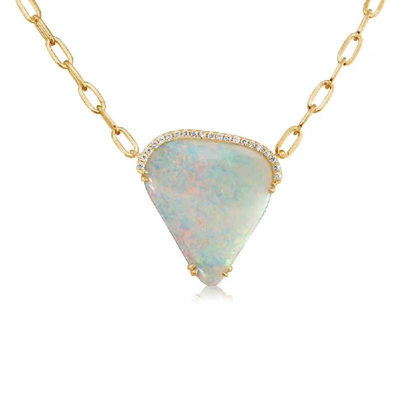 Get The Jewelry You Love At A Price You Love 14K Yellow Gold Australian Opal/Diamond Neckpiece