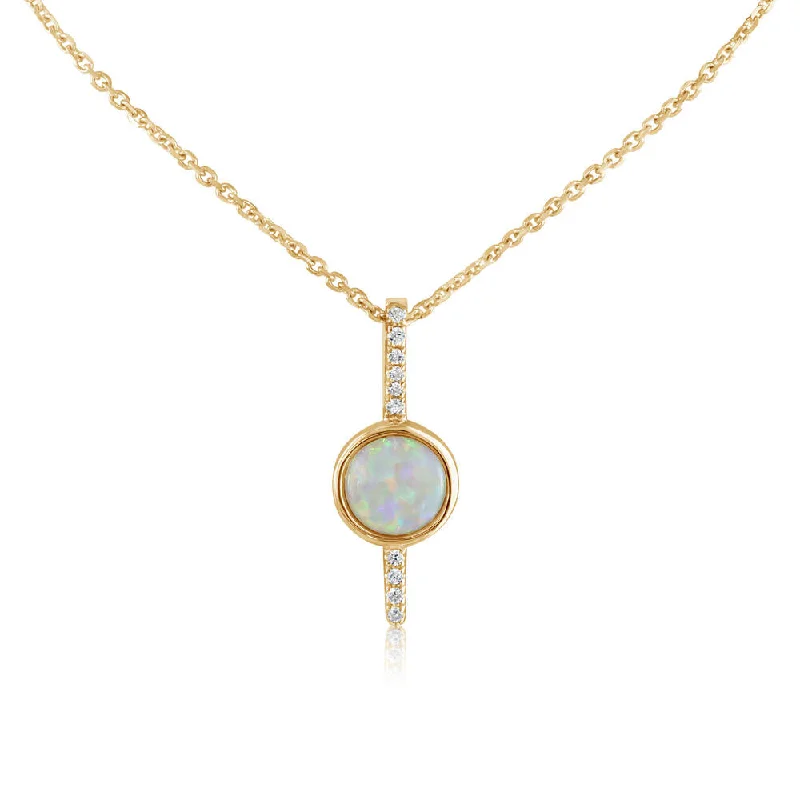 Personalized Jewelry Sale – Unique Gifts At Low Prices 14K Yellow Gold Australian Opal/Diamond Pendant