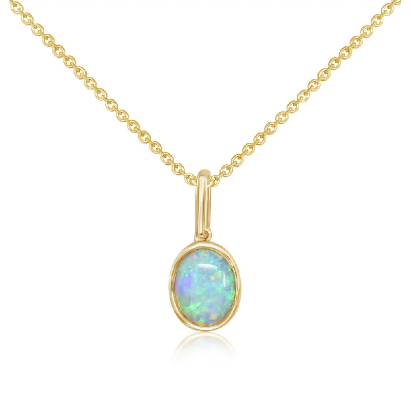 14K Yellow Gold Australian Opal Pendant