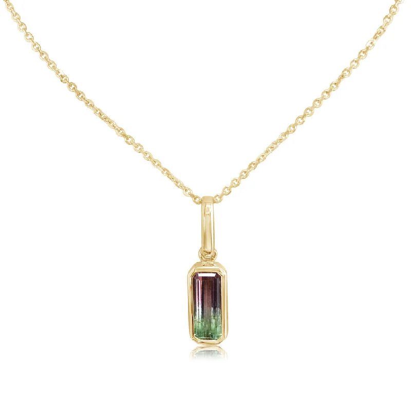 High-End Sparkle, Low-End Prices – Jewelry Sale Live 14K Yellow Gold Full Bezel Bi-Color Tourmaline Pendant