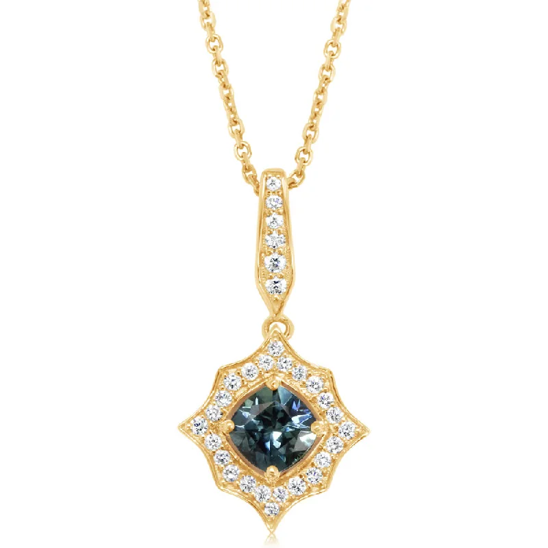 Affordable Elegance – Special Jewelry Sale Now Live 14K Yellow Gold Montana Sapphire/Diamond Pendant