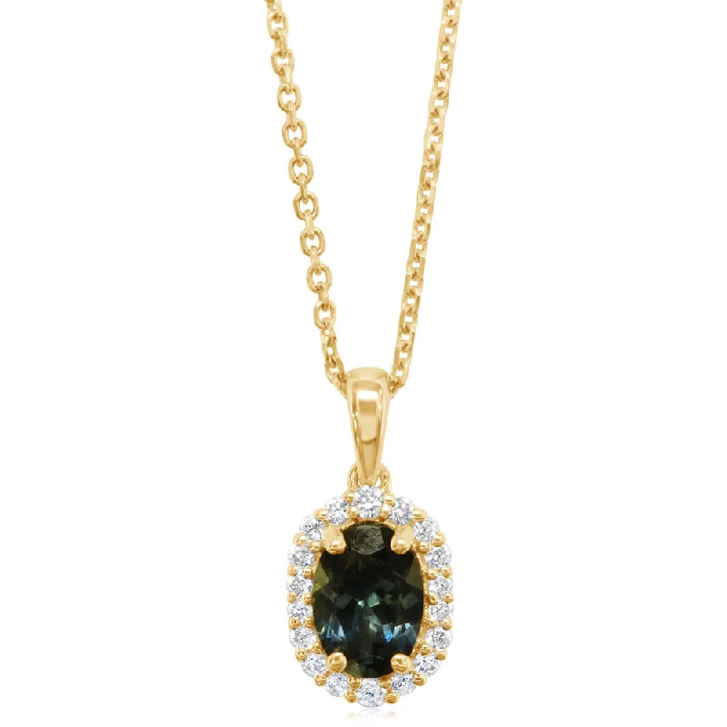 Premium Jewelry At Promotional Prices – Shine Today 14K Yellow Gold Montana Sapphire/Diamond Pendant