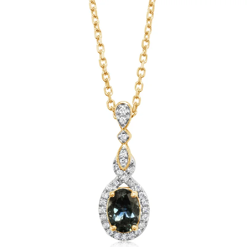 14K Yellow Gold Montana Sapphire Pendant (Includes Chain)