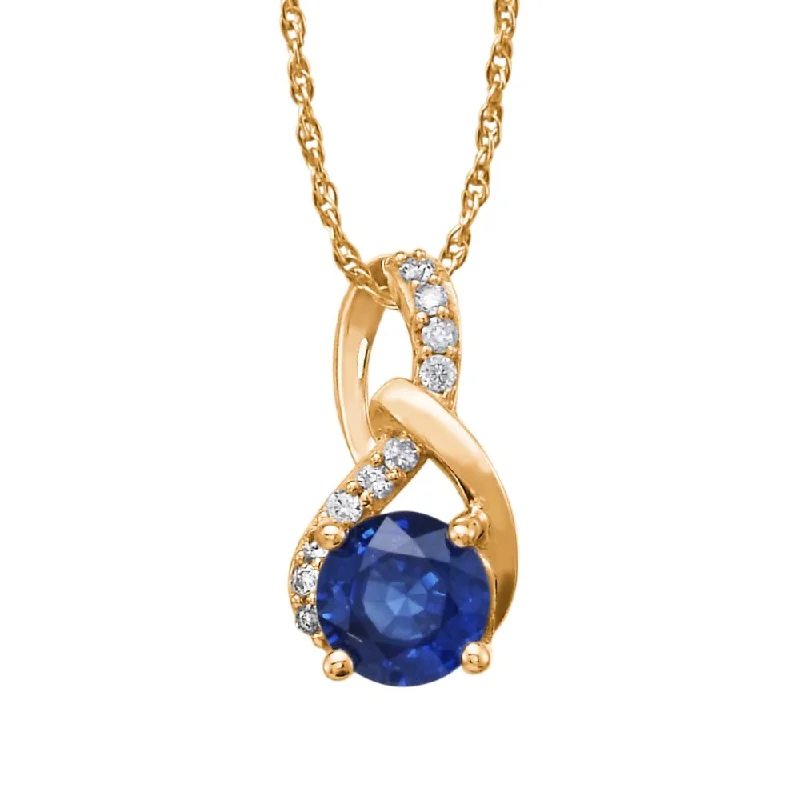 14K Yellow Gold Sapphire/Diamond Pendant