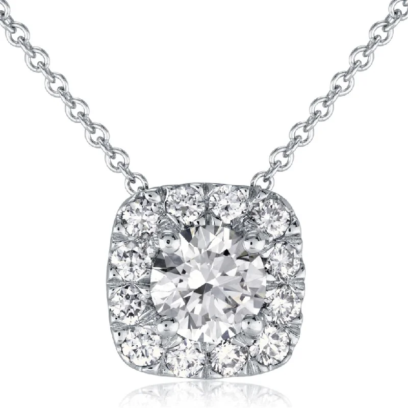 18K White Gold ‘Fire & Ice’ Diamond Halo Pendant