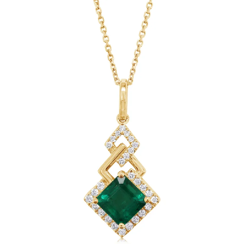 18K Yellow Gold Brazilian Emerald/Diamond Pendant